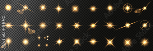 Lens Flare, light glow effect. sun or realistic shining star with backlight effect. bokeh glitter and sparkles or sparkles on transparent background.