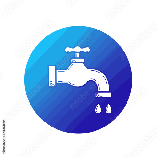 Water natural resources.Illustrated faucet with dripping water on a gradient background  