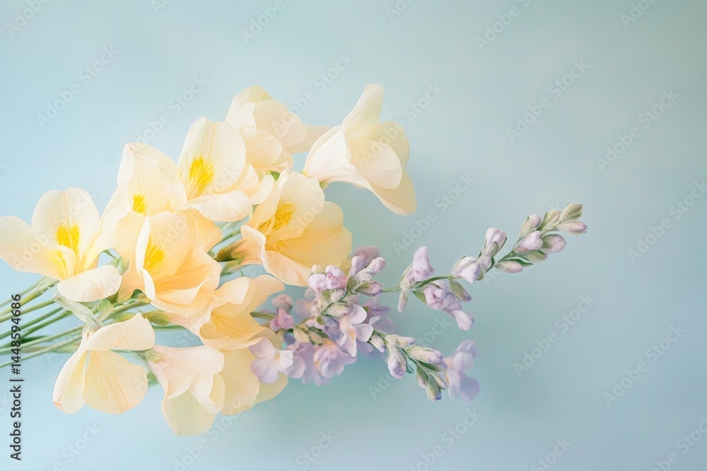 Fototapeta premium Pastel bouquet of delicate spring flowers.