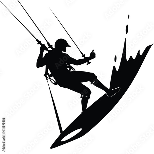 Thrilling Kiteboarding Silhouette Extreme Watersports Action