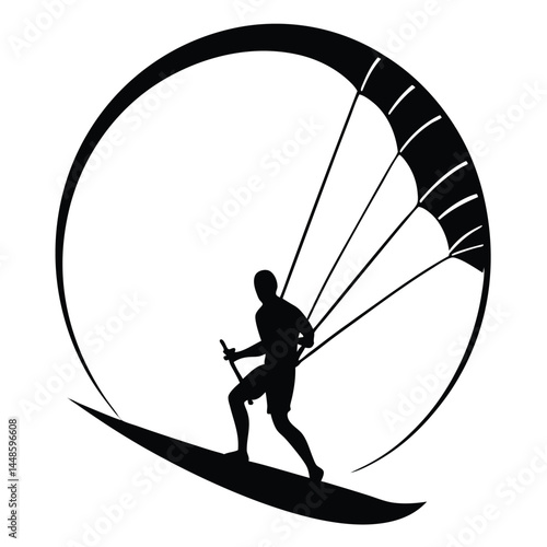 Kiteboarding Silhouette Action Watersports Graphic Design