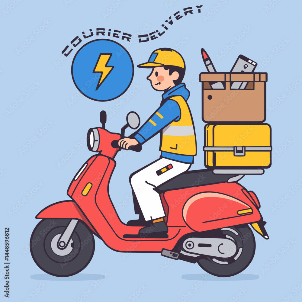 Delivery man on scooter delivering orders Delivery man on scooter delivering orders