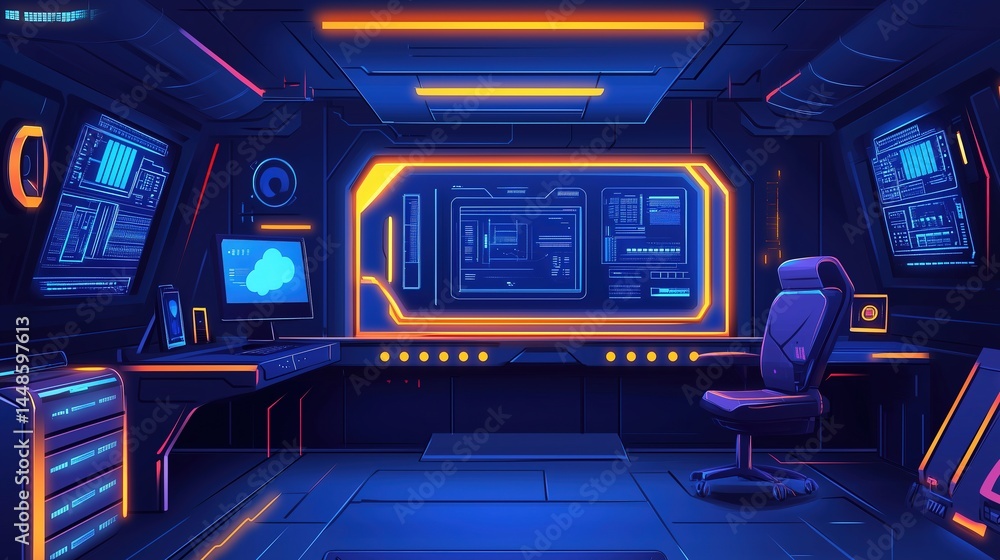 Obraz premium Futuristic Tech Command Center