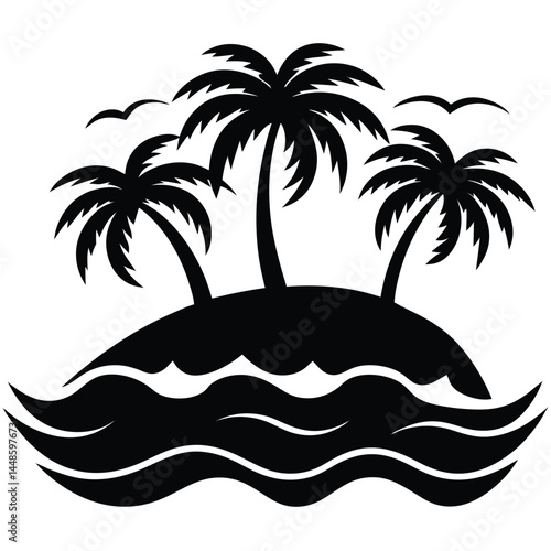 Tropical Island Paradise Palm Trees, Ocean Waves, and Serenity