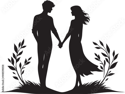 vector couples holding hands