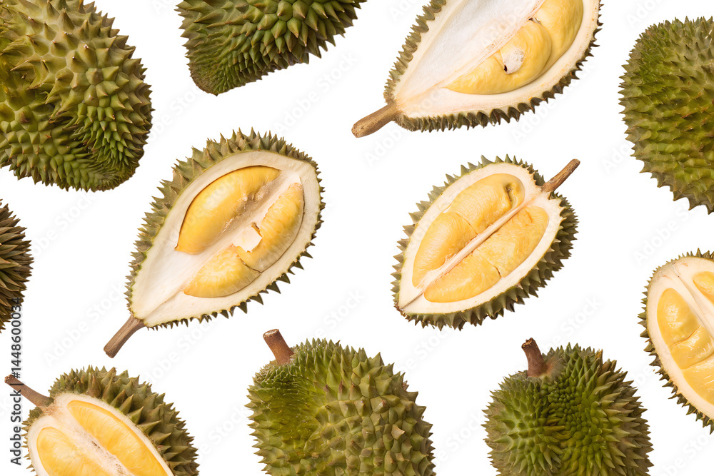 Fototapeta premium seamless durian pattern on white background