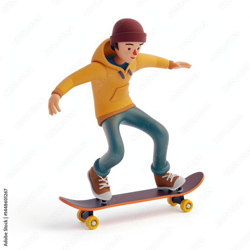Cartoon skater performing a trick on a skateboard. Cartoon skater performing a trick on a skateboard.
