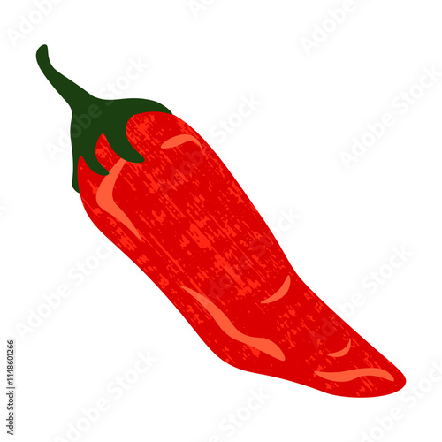 Red pepper icon. Spicy capsicum pepper vegetable, flat fresh chili paprika plant healthy food ingredient cartoon style, restaurant cooking concept. Vector isolated pepper illustration