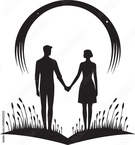 vector couples holding hands