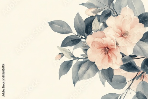 Delicate pastel floral design with soft color palette.