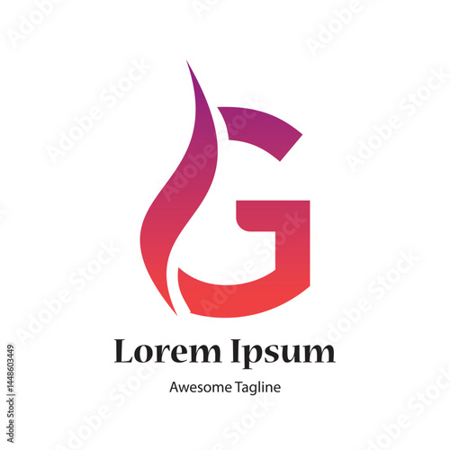 g letter fire shape creative logo design icon