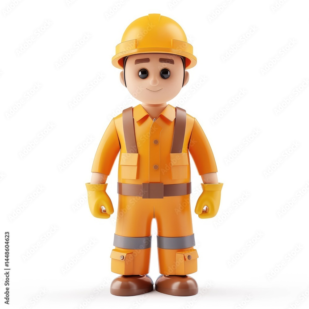 Smiling, cartoon construction worker figure. Smiling, cartoon construction worker figure.