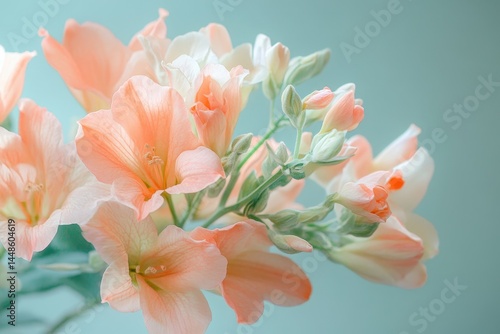 Delicate, peach-colored flowers in soft focus.