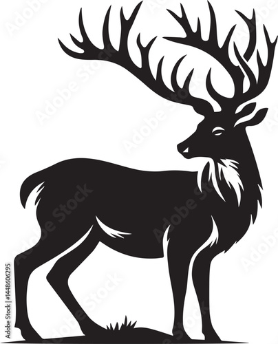 a beautiful deer silhouette on a field vector