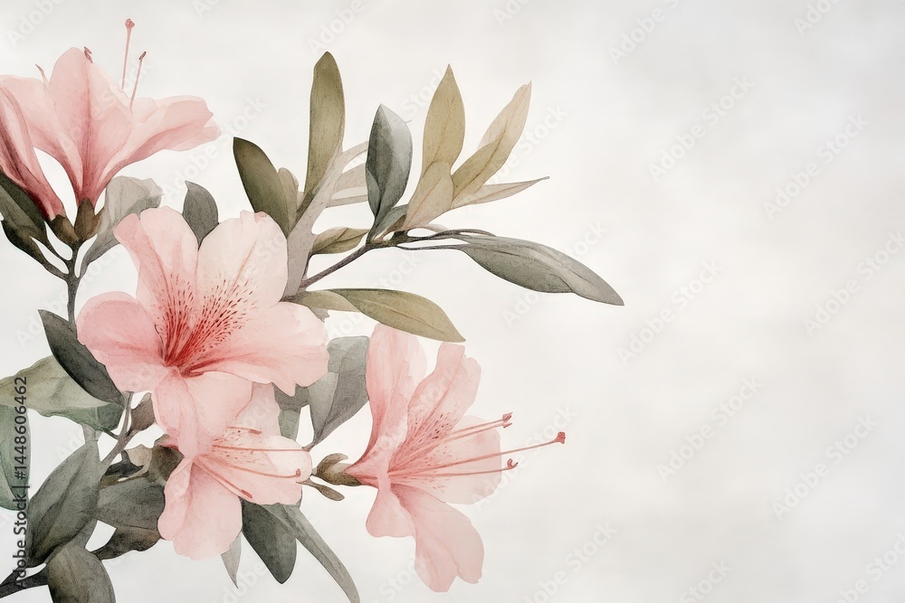custom made wallpaper toronto digitalDelicate pink blossoms with soft gray-green leaves on a light background.