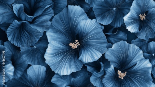 Wallpaper Mural Vibrant blue hibiscus flowers with detailed petals and stamen Torontodigital.ca