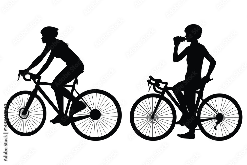 Cyclist Boy Silhouette Drawing Silhouette of People Vector Illustration Cyclist Boy Silhouette Drawing Silhouette of People Vector Illustration