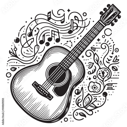 Acoustic Guitar and Songwriting Illustration