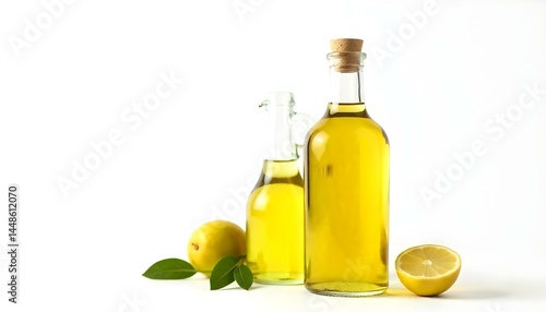Bottle of olive oil and vinegar isolated on white background