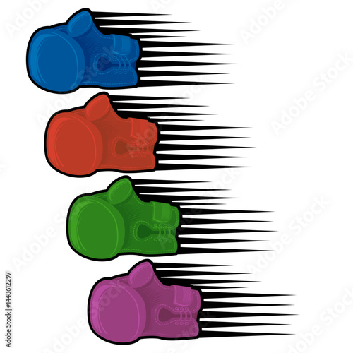 Vector Boxing Icon set with colored gloves. Award Icon. Placement in a Sporting Competition Contest for First Place. Symbol of Boxing Day on White Background.