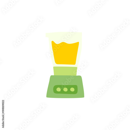 Electric blender or mixer with juice. Vector flat illustration in cartoon style.