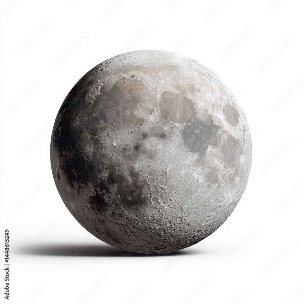 Naklejka premium Detailed High Resolution Image of the Moon Showing Craters and Surface Texture Perfect for Scientific or Educational Use