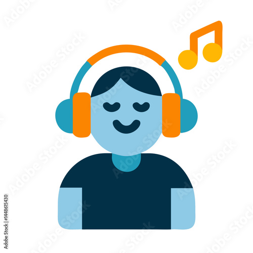 Person Enjoying Music with Headphones against White Background  