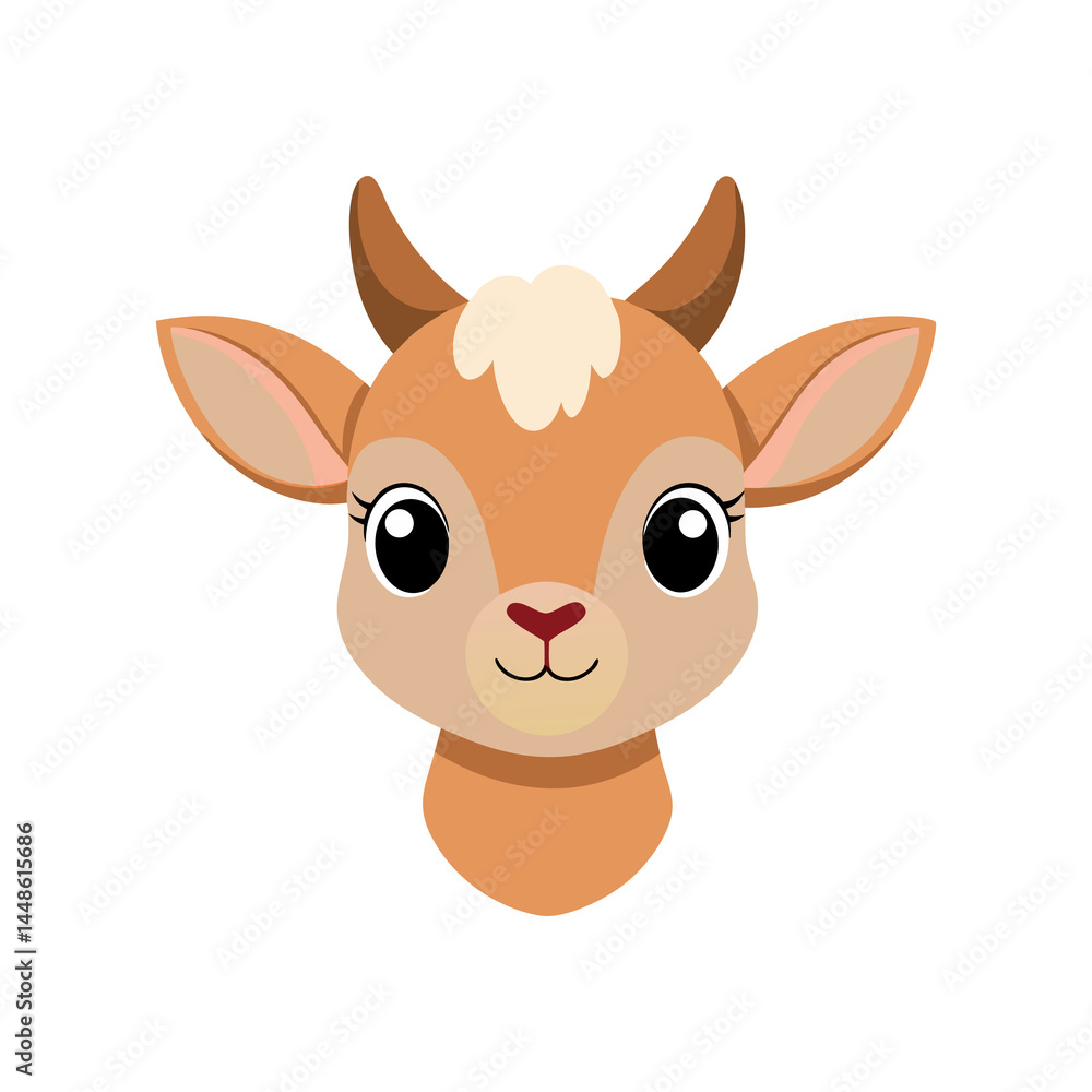 Baby Goat Face Cartoon Vector Baby Goat Face Cartoon Vector