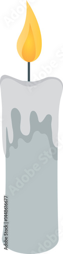 A lit candle. Wax candle Vector illustration
