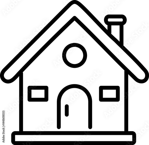 A vector icon of a wooden chalet or cabin with customizable outlines.