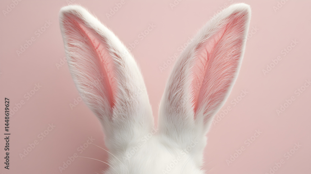 Fototapeta premium A close-up of a rabbit's ears with pink tips