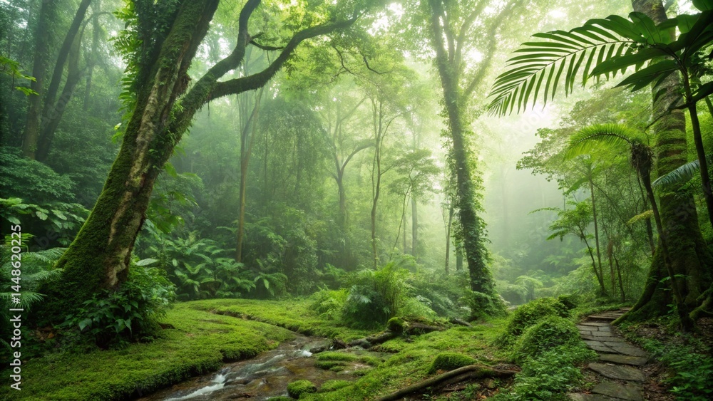 Fototapeta premium Southeast Asian rainforest with deep jungle.