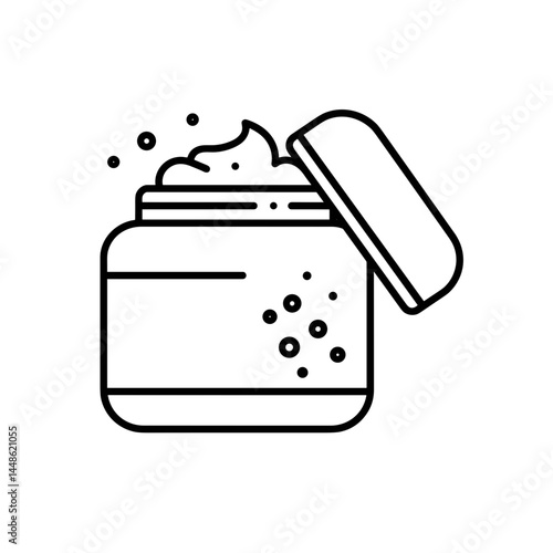 Spa Detox Body Scrub Jar with Open Lid and Texture Background  
