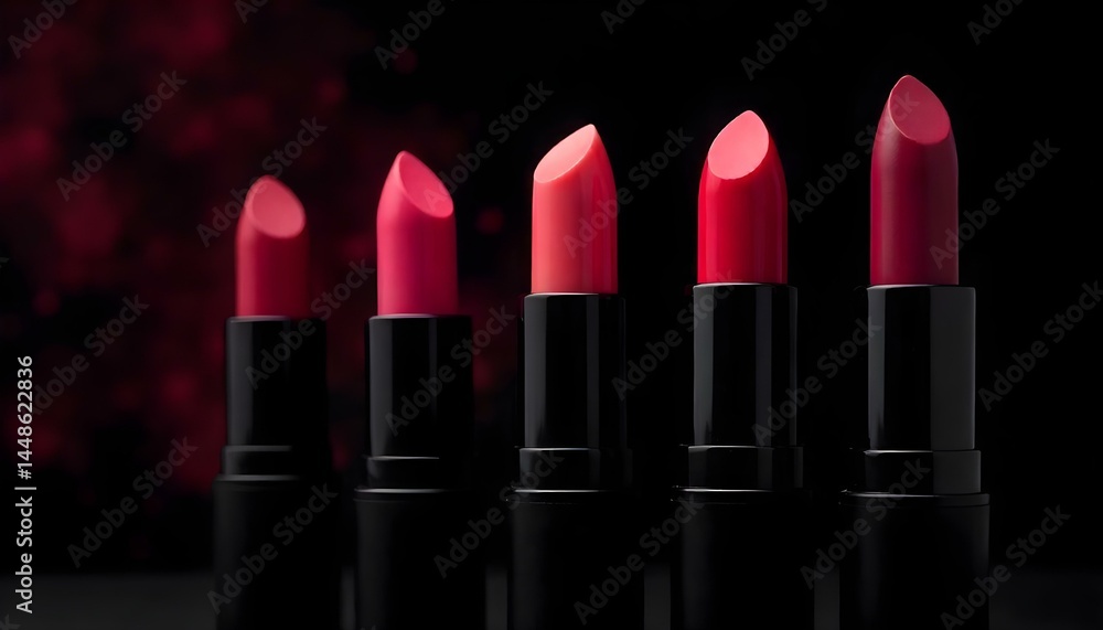 background with different shades of lipsticks isolated on black background with different shades of lipsticks isolated on black