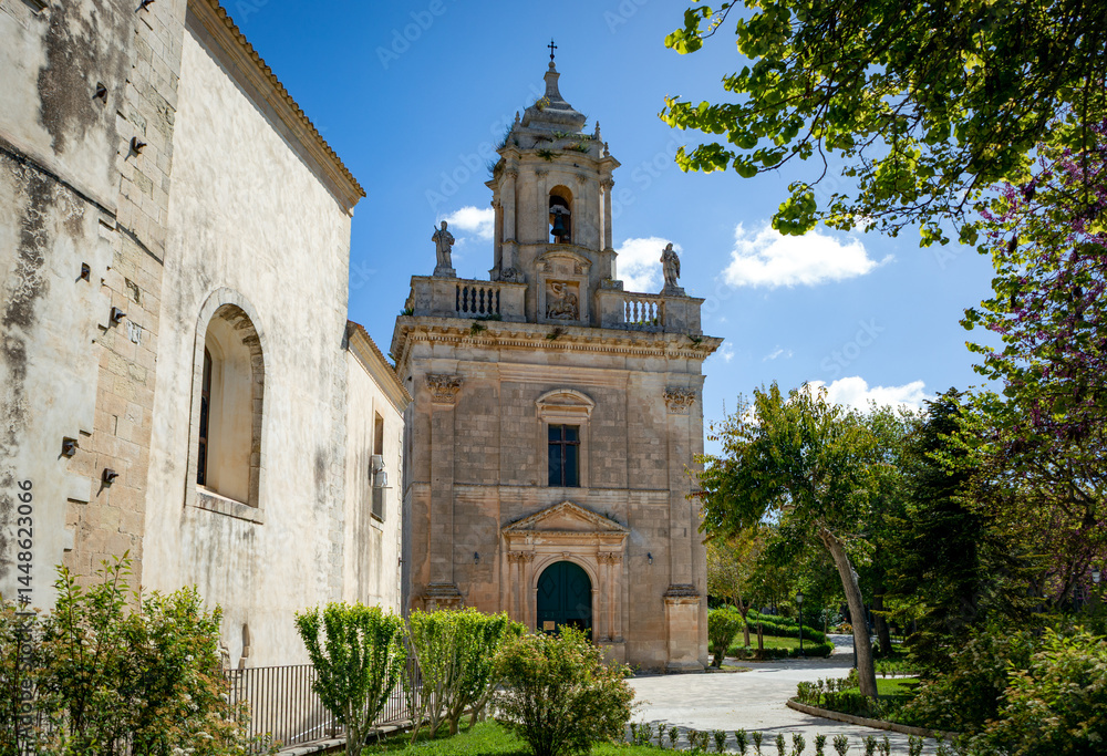Fototapeta premium Chiesa di San Giacomo Apostolo in Ragusa, Sicily, Italy, in the Ibleo garden