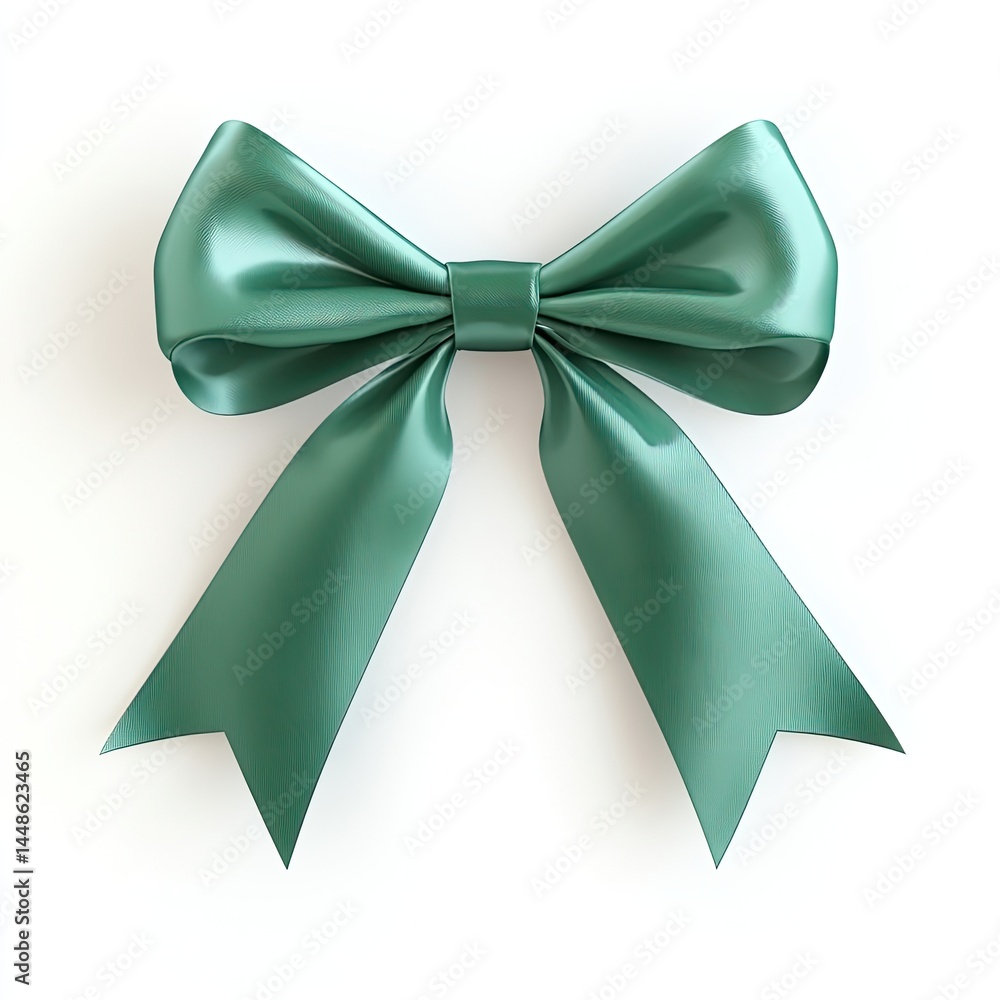 Naklejka premium Elegant Teal Satin Ribbon Bow: A Perfect Gift Decoration