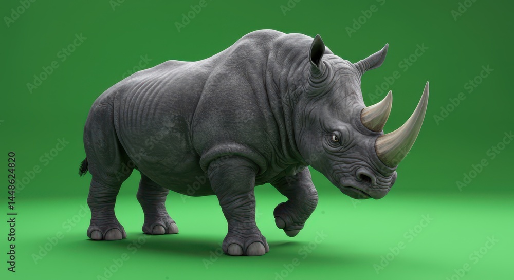 Fototapeta premium Rhino image on green screen