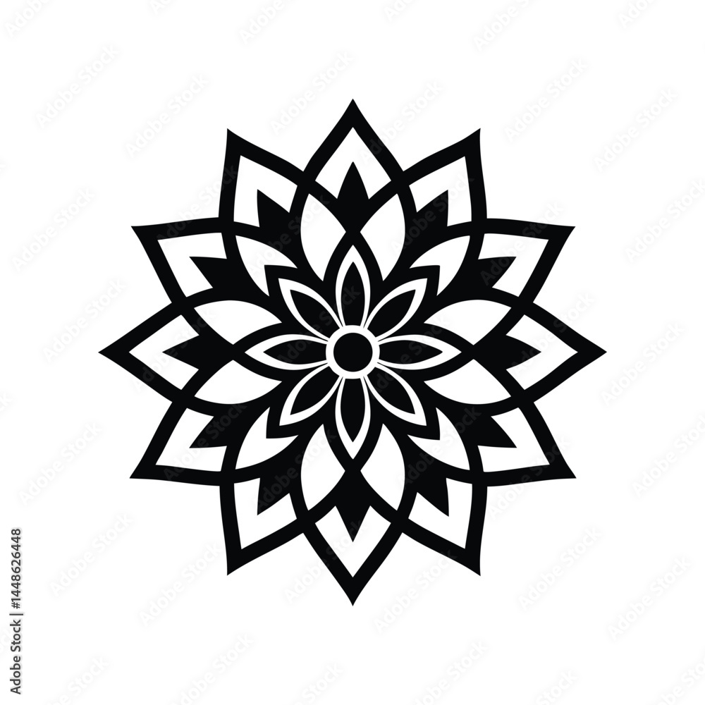 Flower Pattern Mandala Design.snowflake vector illustration Flower Pattern Mandala Design.snowflake vector illustration