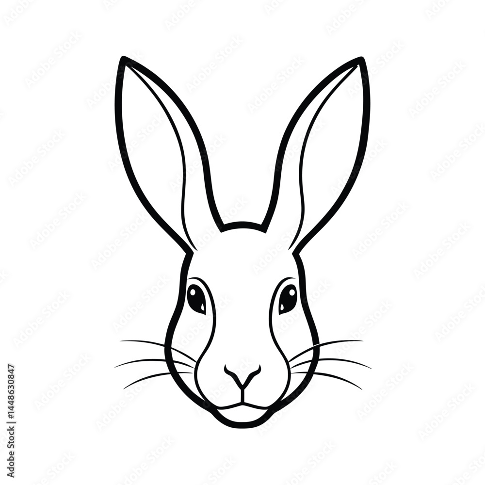 rabbit head with long vector line art rabbit head with long vector line art