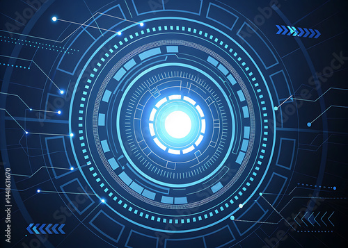 Digital padlock illustration featuring binary code and futuristic circles against a blue and white background: cybersecurity concept