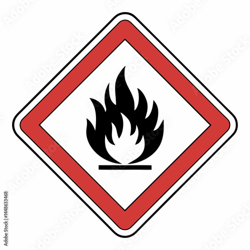 Flammable materials hazard sign, fire symbol, vector illustration, safety alert