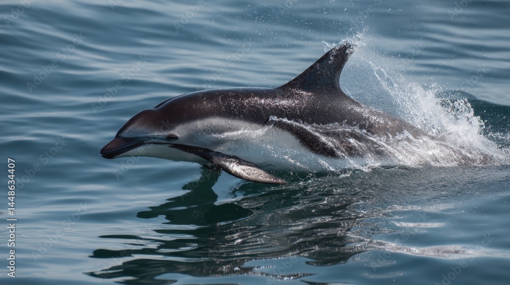 Fototapeta premium Dolphin Leaping from the Sea: A Moment of Marine Grace