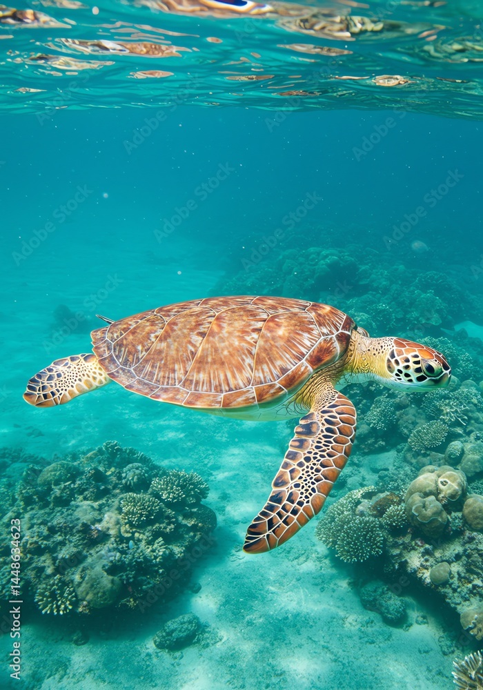 Obraz premium Ocean Turtle Grace: Serene Underwater Scene