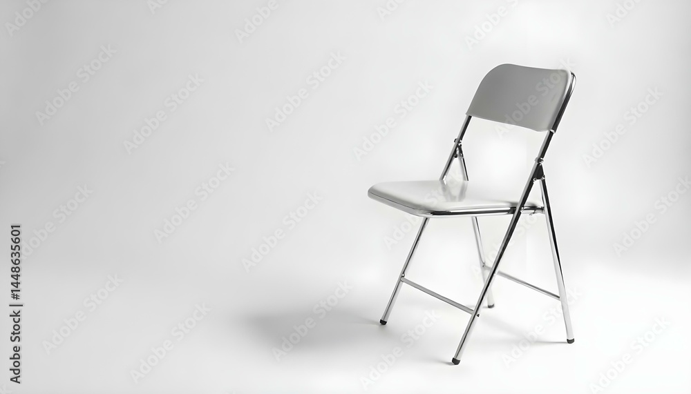 Fototapeta premium stainless folding chair on white with copy space