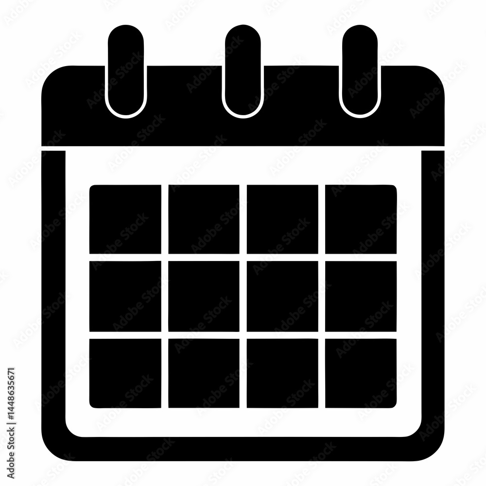 Minimalist Black Calendar Vector Icon for Scheduling and Planning Minimalist Black Calendar Vector Icon for Scheduling and Planning