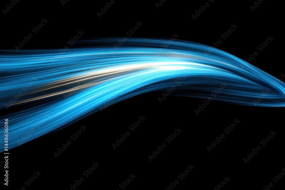 Abstract blue light trails on black background creating a dynamic and futuristic design element for modern technology and innovative concepts with a sleek and elegant style Abstract blue light trails on black background creating a dynamic and futuristic design element for modern technology and innovative concepts with a sleek and elegant style