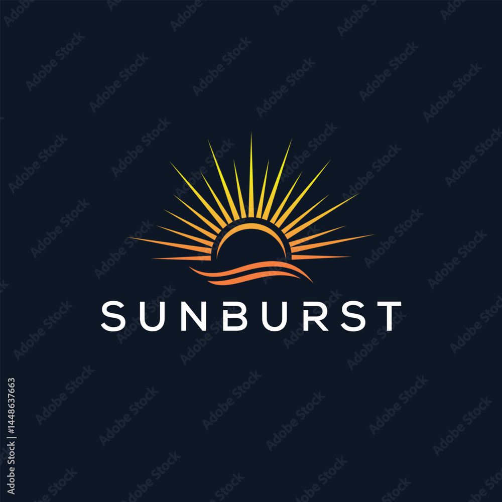 Fototapeta premium sunburst logo design, bright energy solar concept graphic vector