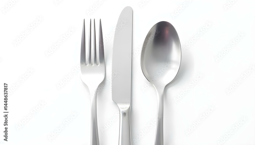 Cutlery set with Fork, Knife and Spoon isolated on white background Cutlery set with Fork, Knife and Spoon isolated on white background