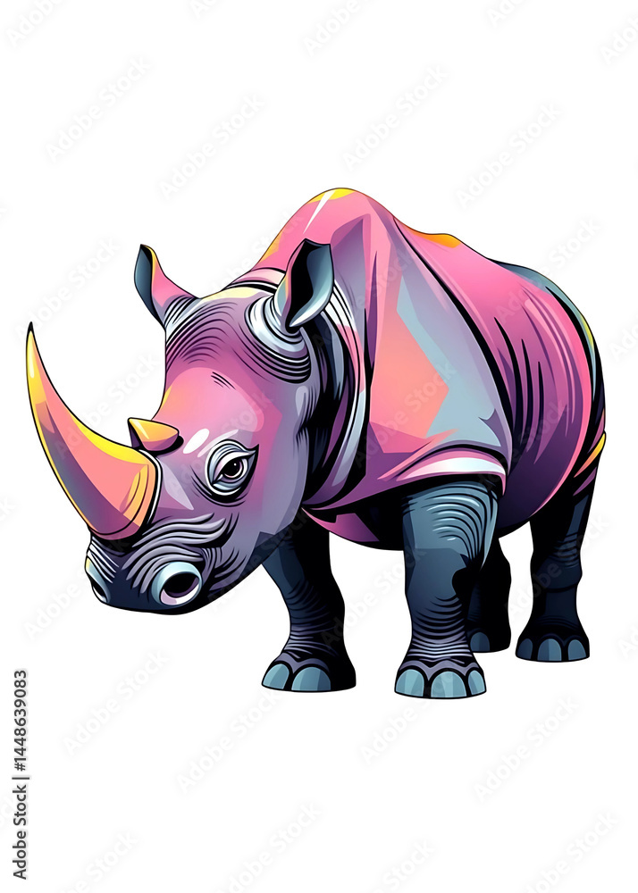 Fototapeta premium Abstract Multicolor Rhinoceros Character Design
