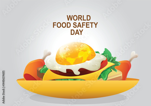 world food safety day Vector Illustrator. World egg day creative artwork with light backgrounds .Healthy egg burger symbol of food safety square poster design.